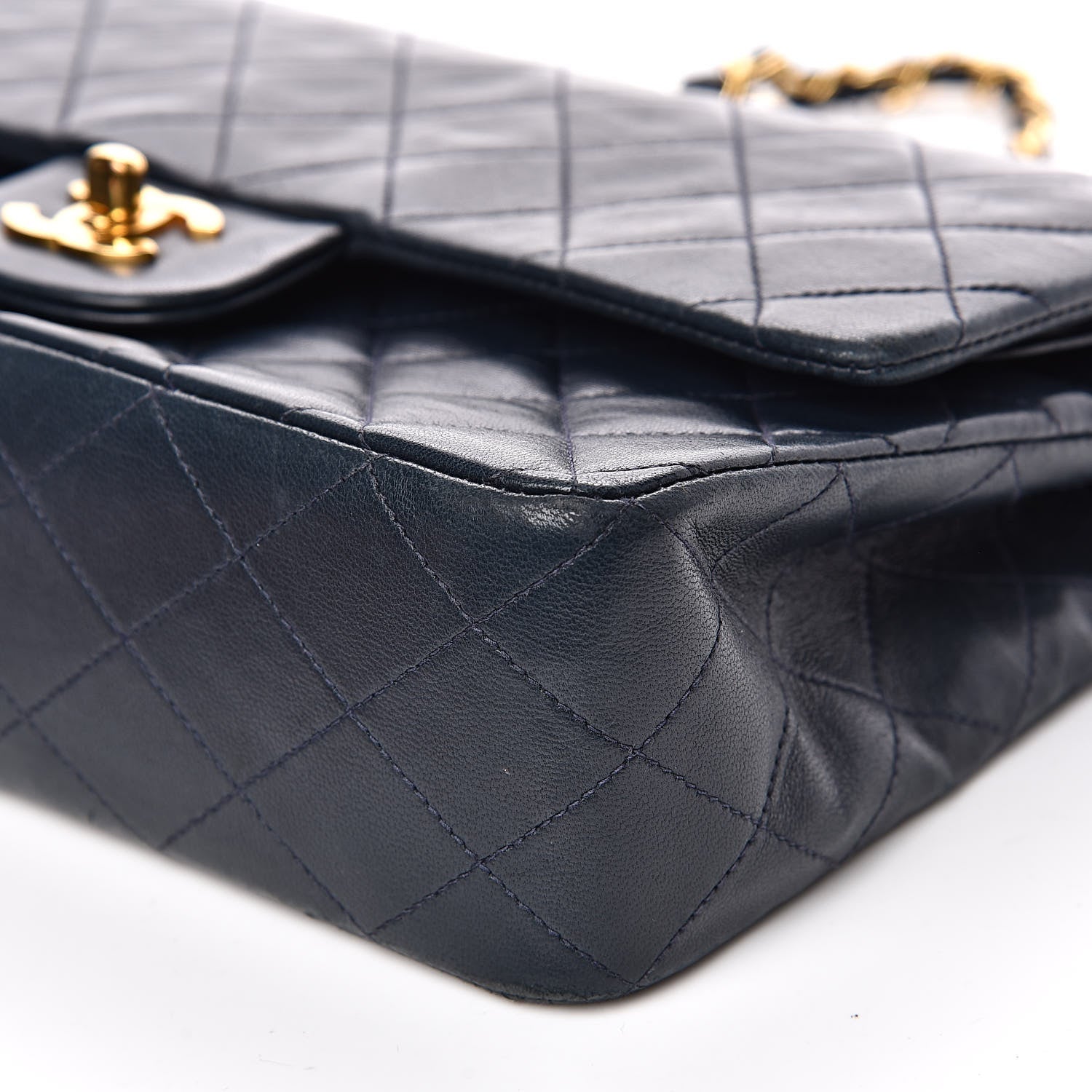 Chanel Lambskin Quilted Medium Double Flap Navy 10 of 17