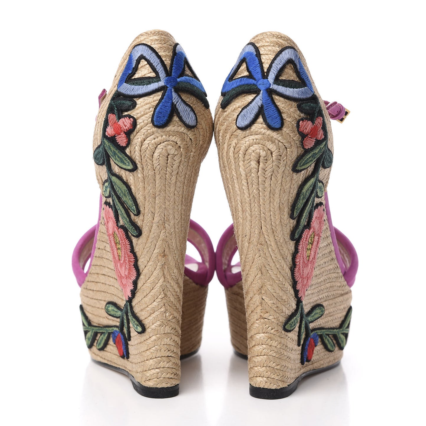 Kid Scamosciato Ophelia Espadrille Platform Wedge Sandals 38 Rododendro