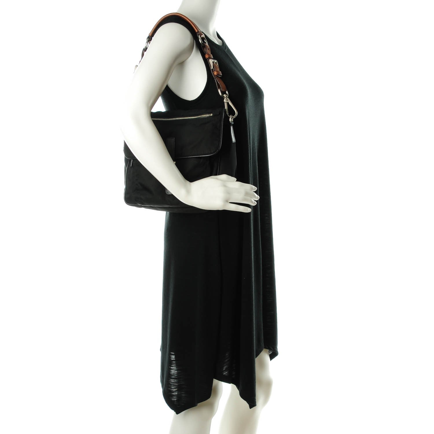 Prada Nylon Vela Shoulder Bag Black 2 of 7