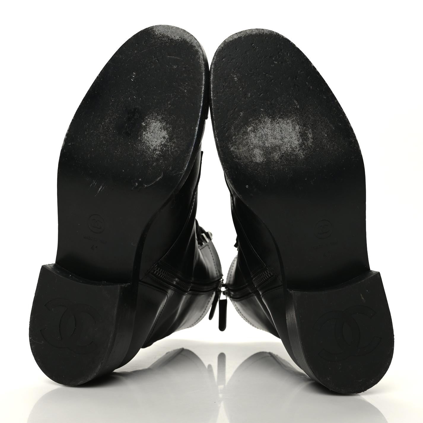 Chanel Calfskin Lace Up Combat Boots 41 Black 5 of 8