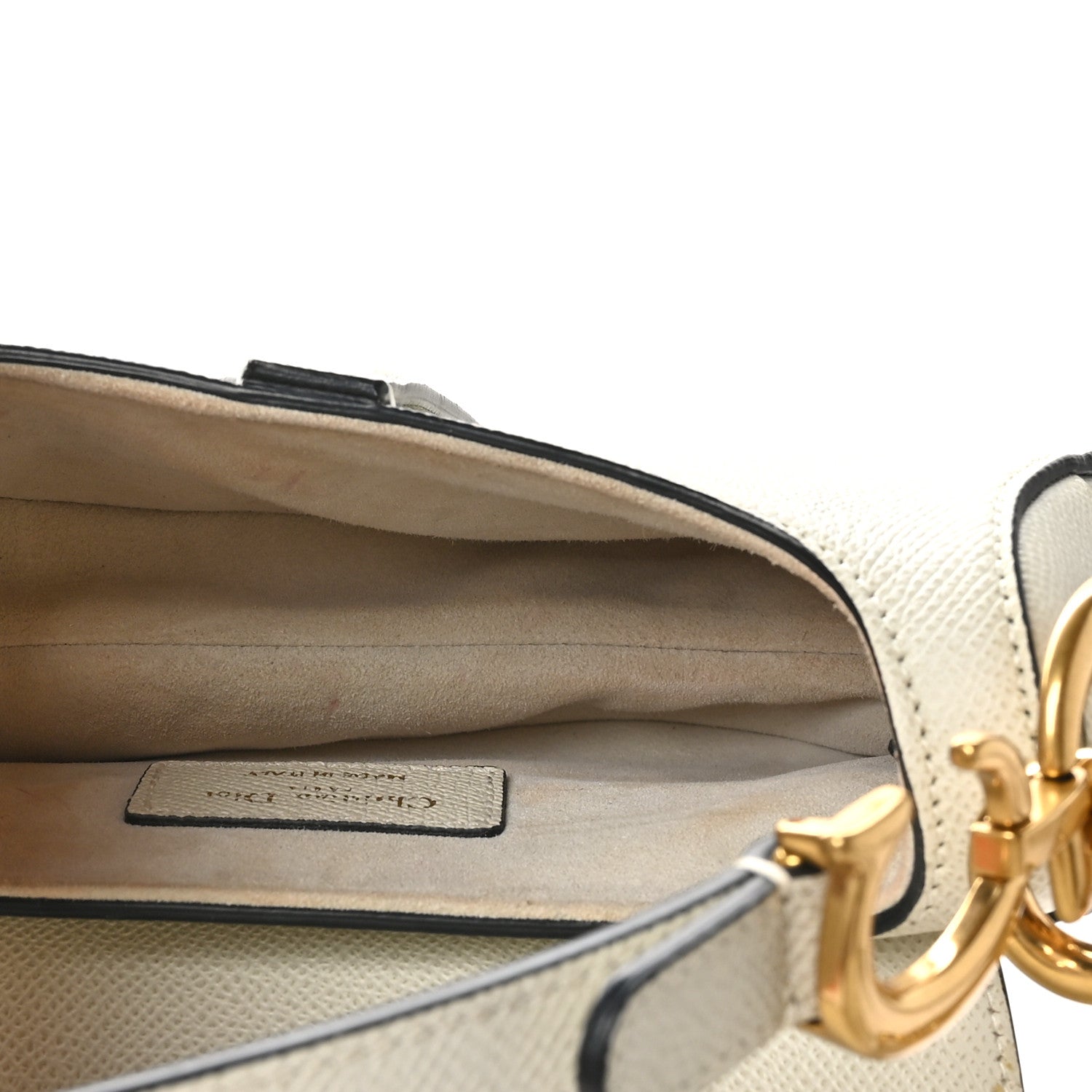 Christian Dior Grained Calfskin Mini Saddle Bag With Strap White 5 of 13