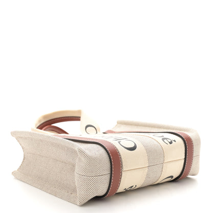 Chloe Cotton Calfskin Small Woody Ribbon Tote White Brown 4 of 10