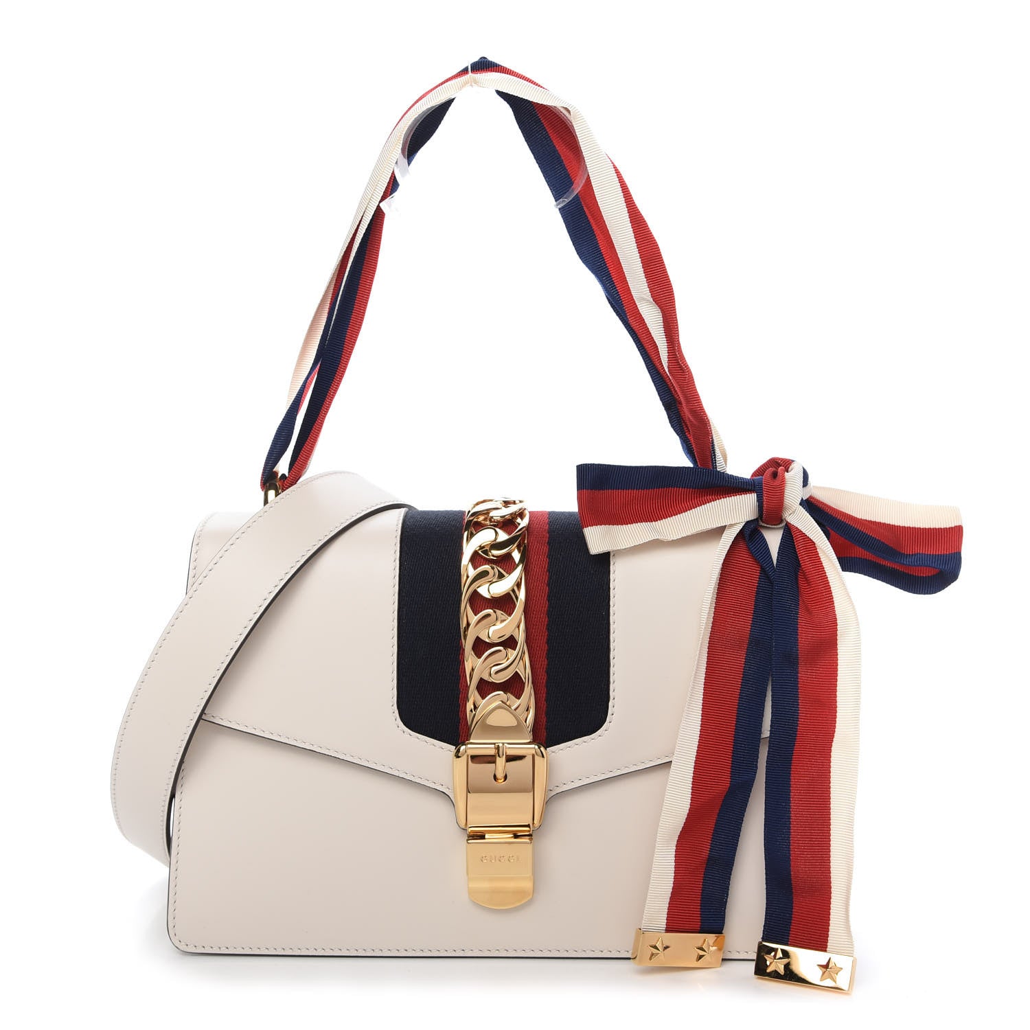 Gucci Calfskin Small Sylvie Shoulder Bag Off White 1 of 10