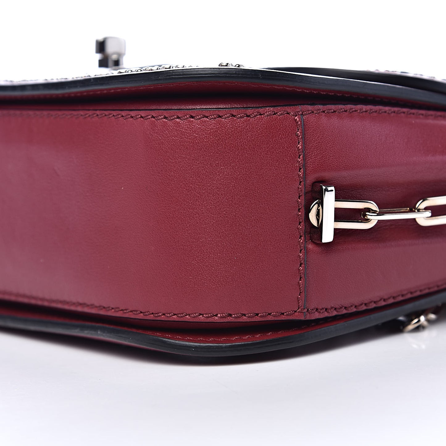 Vitello Loveblade Embellished Chain Flap Bag Rubino