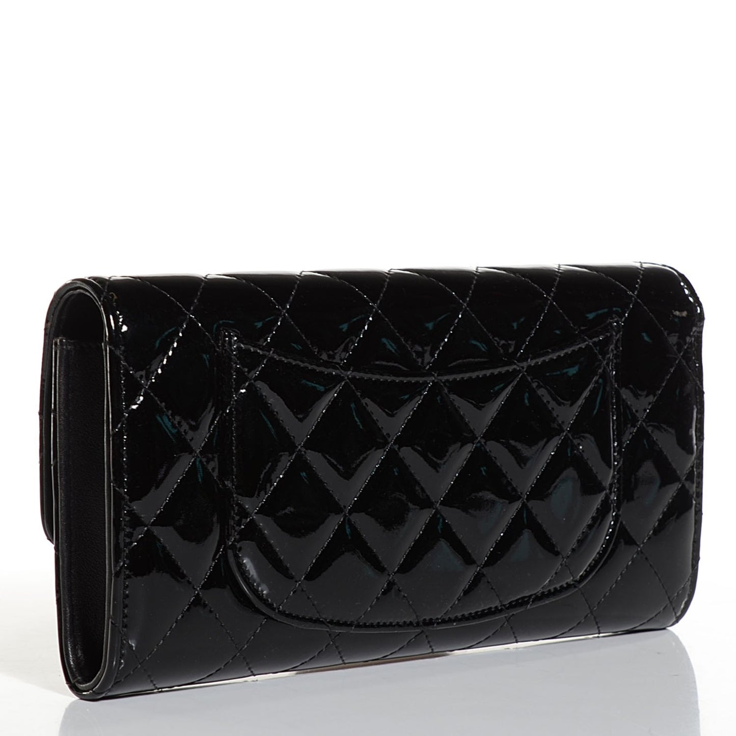 Patent Quilted Travel Wallet Black