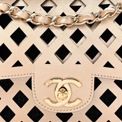 Chanel Metallic Lambskin Sea Through Flap Gold Black 10 of 12