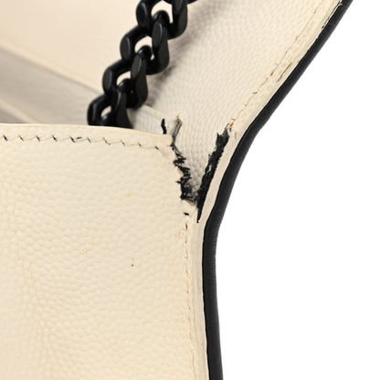 Saint Laurent Grain De Poudre Matelasse Monogram Chain Wallet White Black 14 of 17