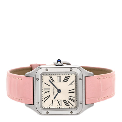 Cartier Stainless Steel Alligator 27.5mm Santos Dumont Quartz Watch Pink 2 of 7