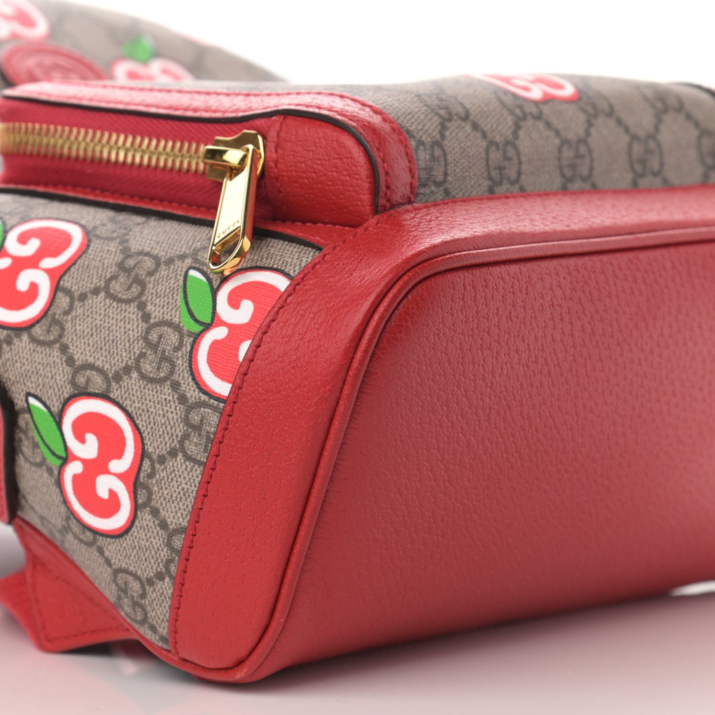 GG Supreme Monogram Apple Small Retro Interlocking G Day Backpack Beige Multicolor Lobster Red