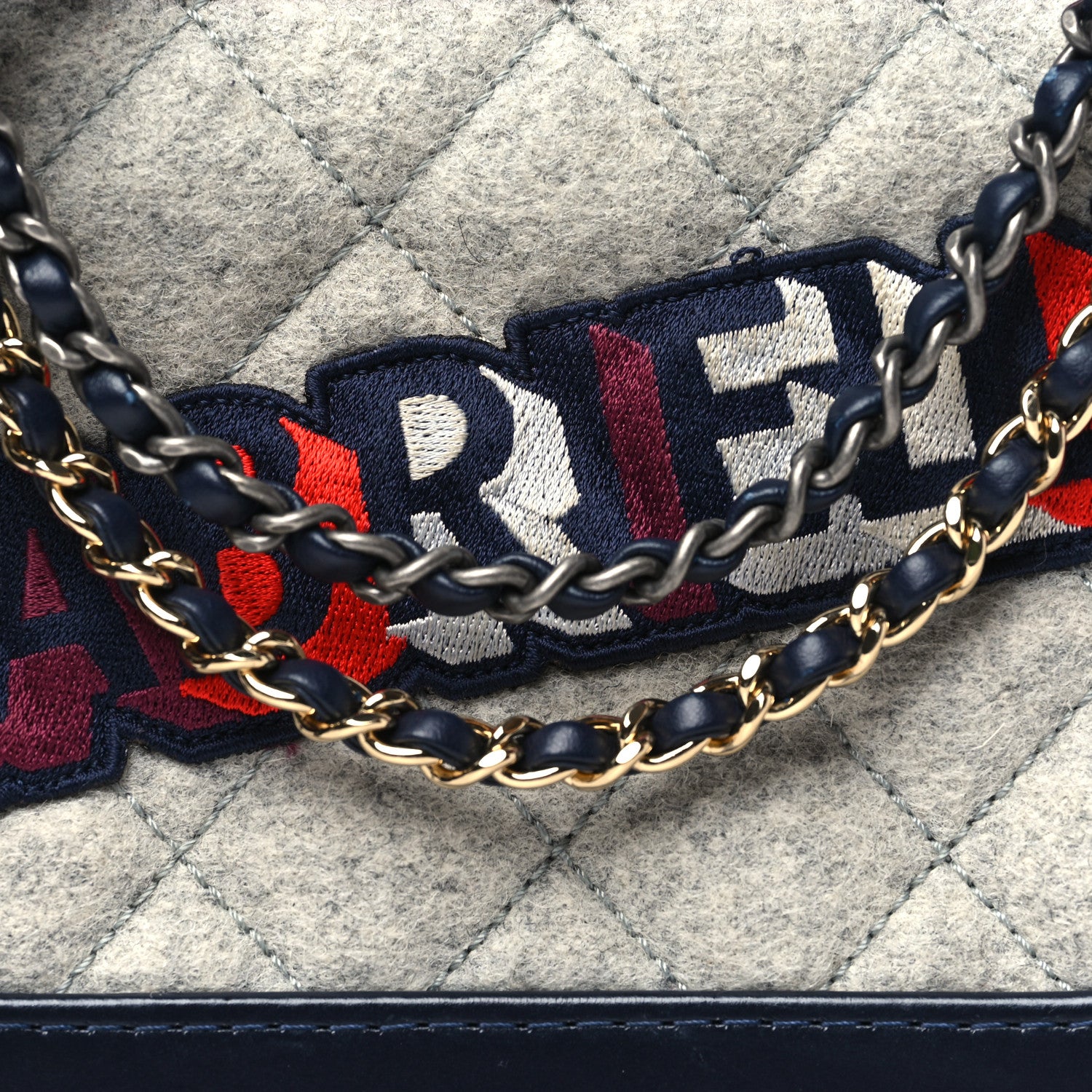 Chanel Wool Calfskin Quilted Small Gabrielle Hobo Navy 8 of 10