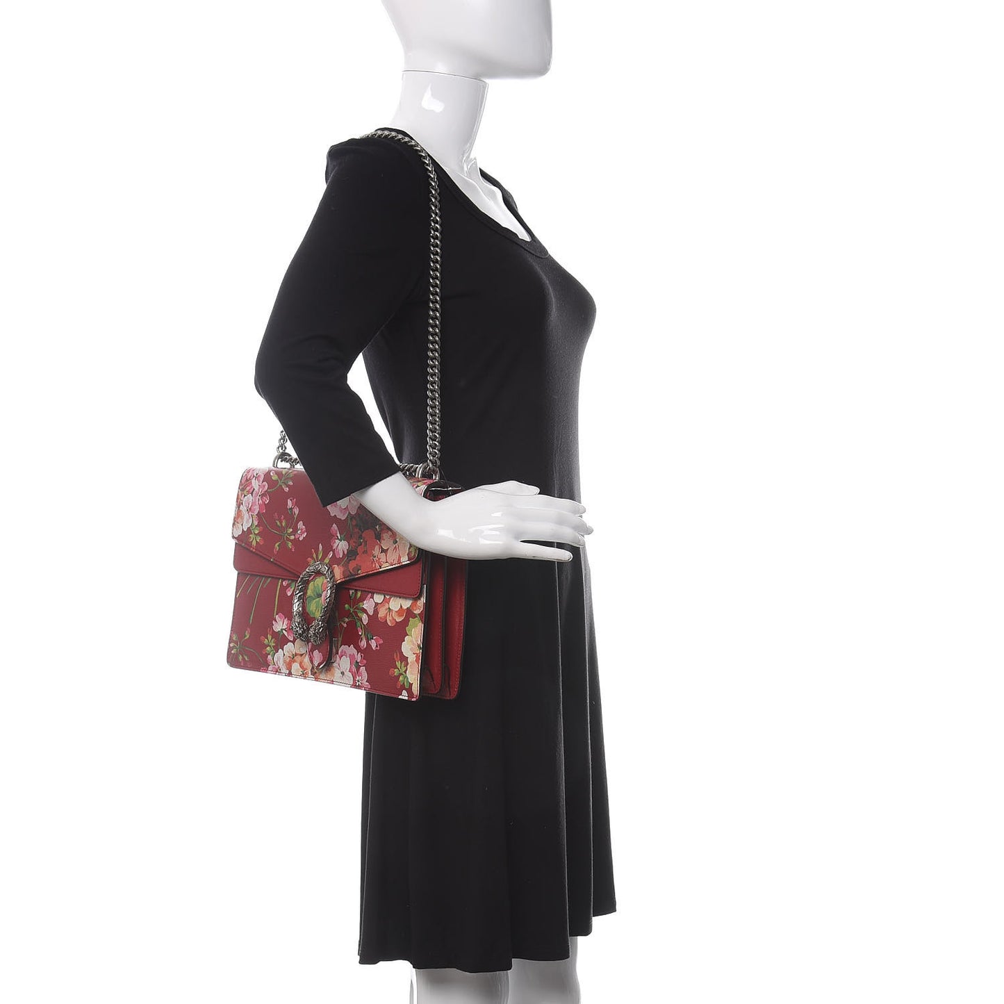 Calfskin Blooms Print Medium Dionysus Shoulder Bag Romantic Cherry Multicolor
