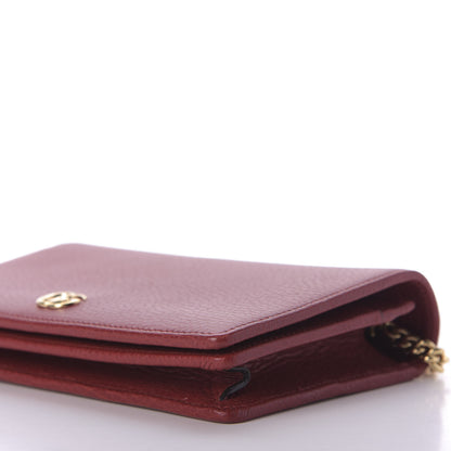 Gucci Dollar Calfskin Mini GG Marmont Chain Wallet Hibiscus Red 8 of 9