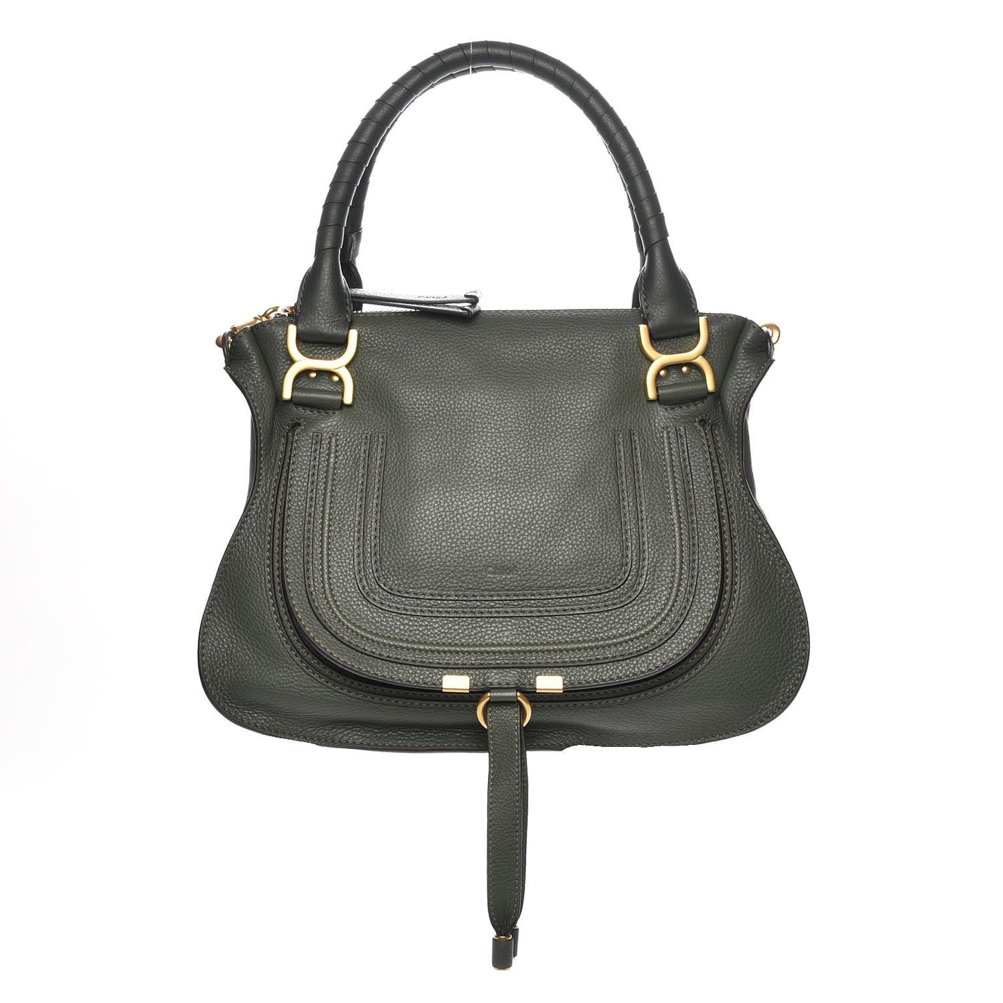 Calfskin Medium Marcie Satchel Midnight Green