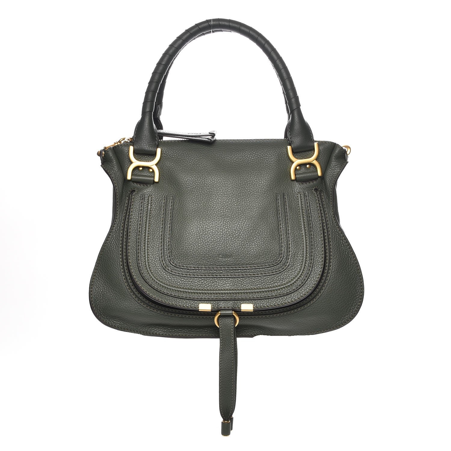 Chloe Calfskin Medium Marcie Satchel Midnight Green 1 of 8