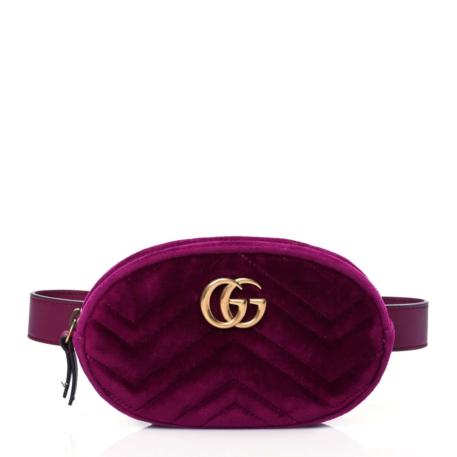 Gucci Velvet Matelasse GG Marmont Belt Bag 95 38 Fuchsia Violet Cyclamen 1 of 12