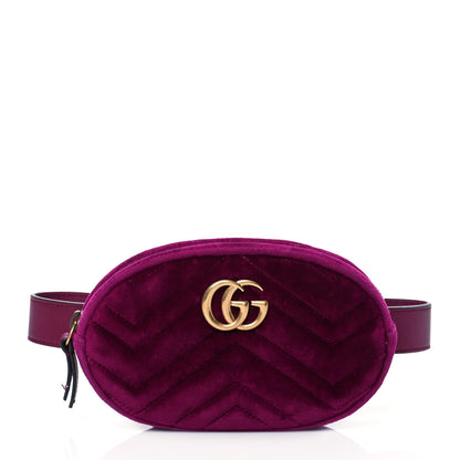 Gucci Velvet Matelasse GG Marmont Belt Bag 95 38 Fuchsia Violet Cyclamen 1 of 12