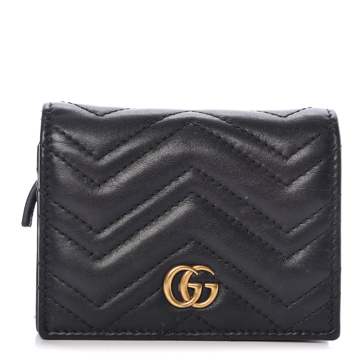 Calfskin Matelasse GG Marmont Card Case Wallet Black