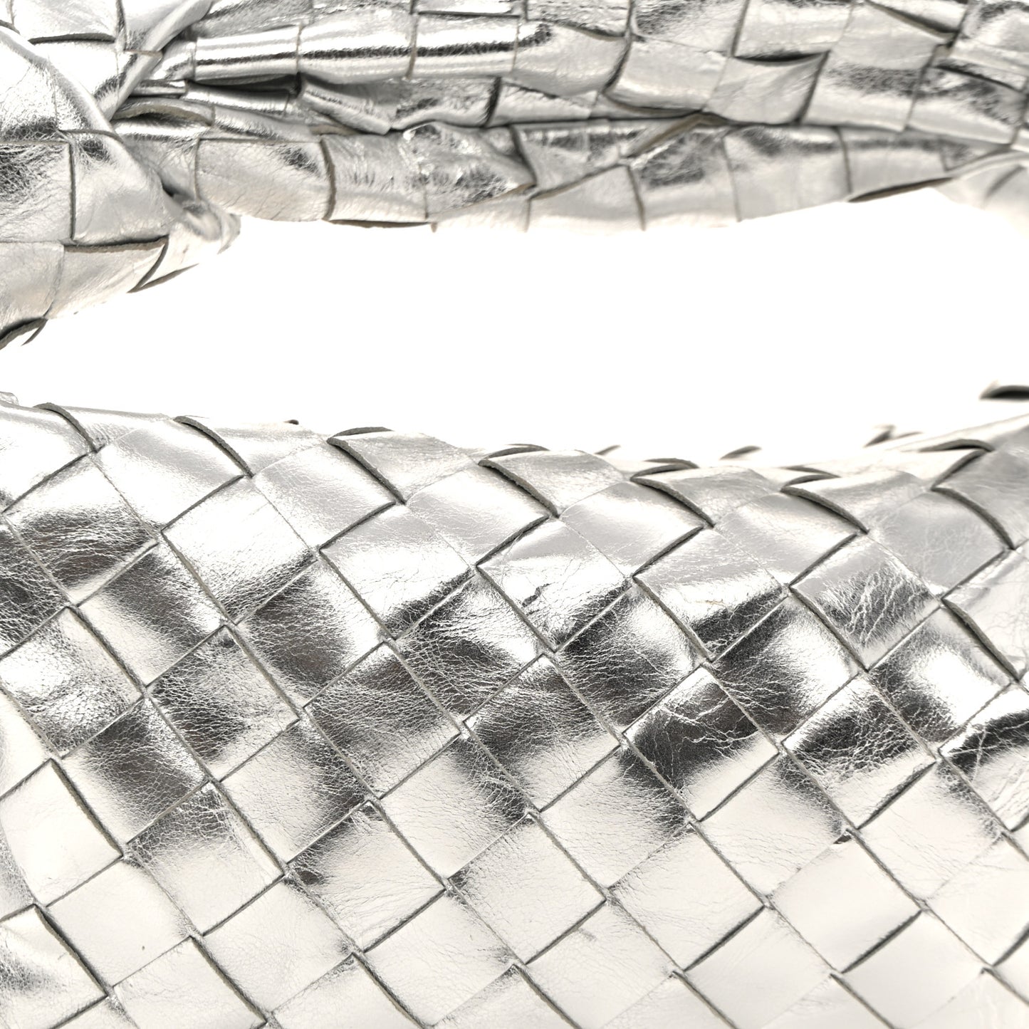 Metallic Nappa Intrecciato Mini Jodie Silver