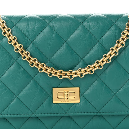 Chanel Aged Calfskin Quilted 2.55 Reissue Wallet on Chain WOC Green 9 of 11