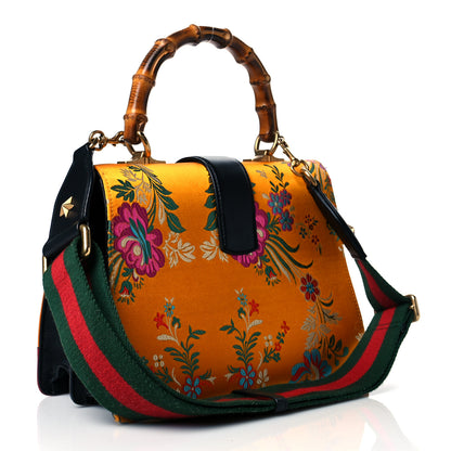 Gucci Satin Calfskin Bamboo Web Tokyo Print Medium Dionysus Top Handle Bag Giallo Multicolor Blue Agata Hibiscus Red 3 of 11