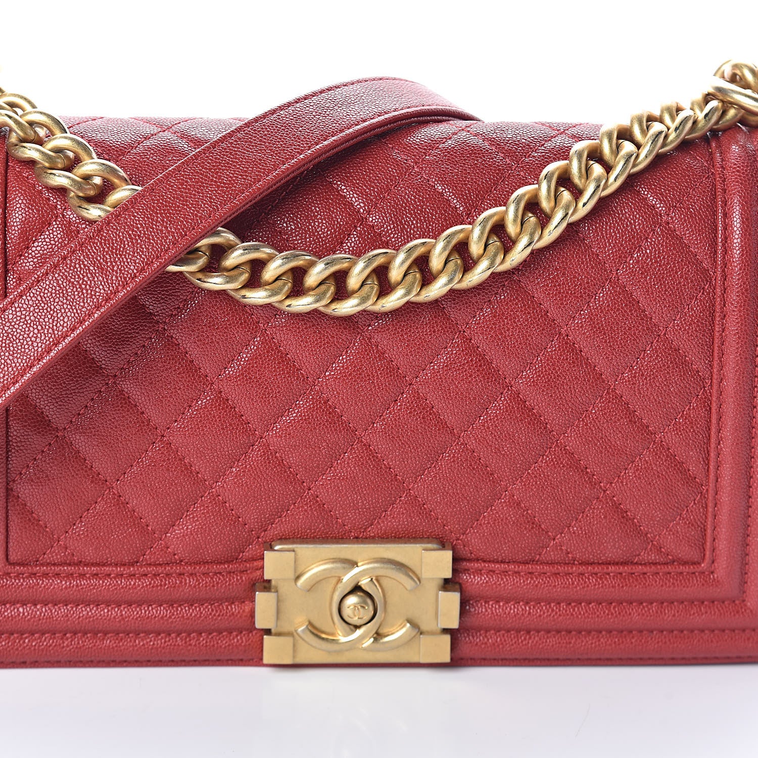 Chanel Caviar Quilted Medium Boy Flap Red 8 of 10
