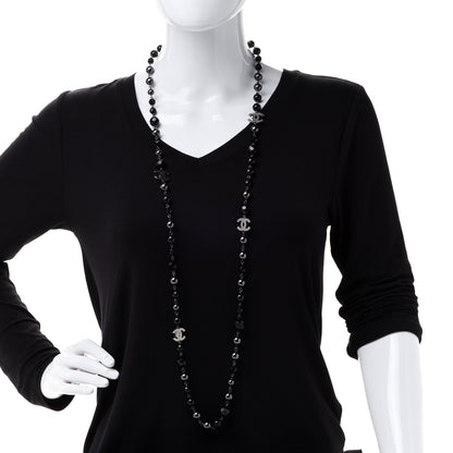 Chanel Ruthenium Pearl Beaded CC Long Necklace Black 2 of 5