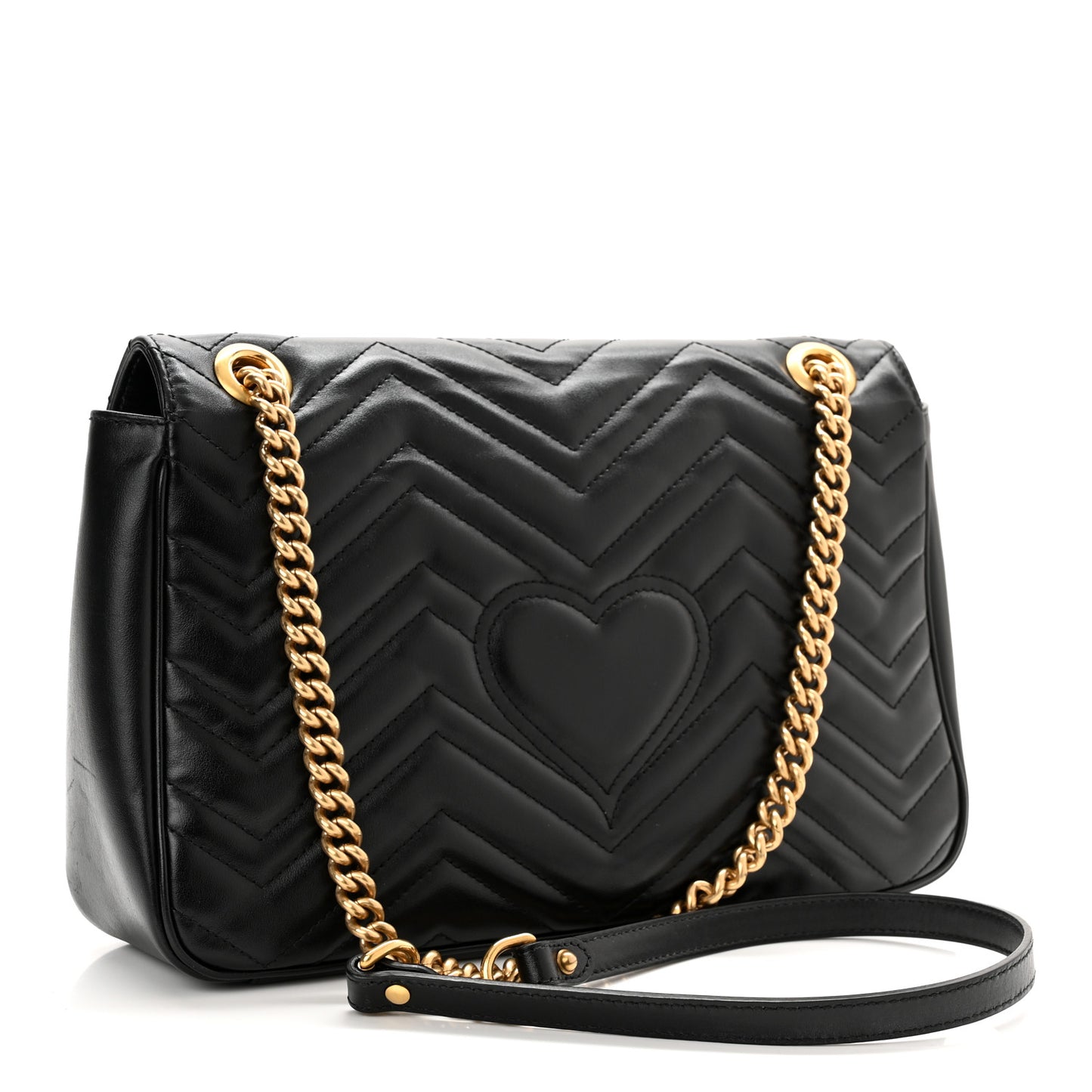 Calfskin Matelasse Medium GG Marmont Shoulder Bag Black