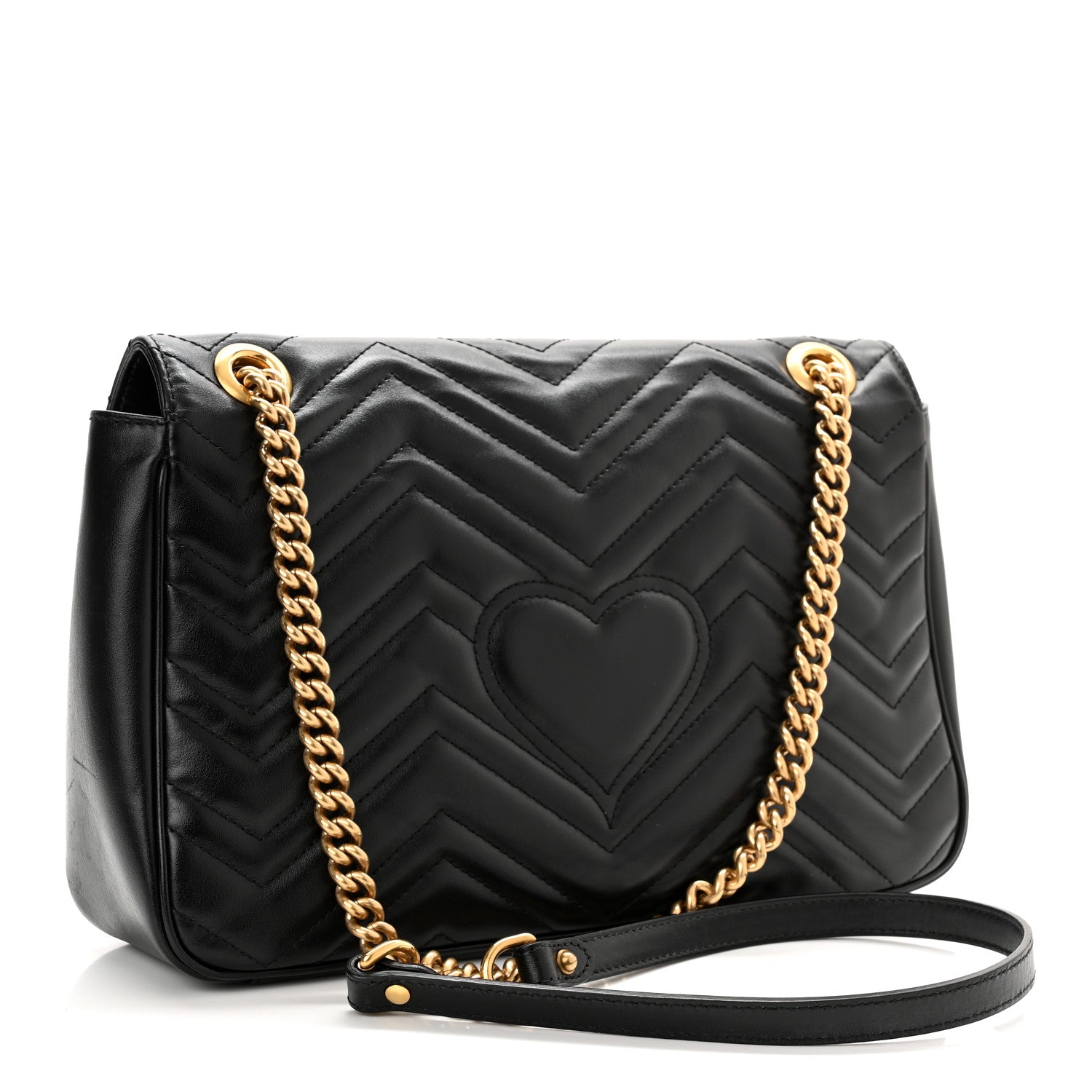 Gucci Calfskin Matelasse Medium GG Marmont Shoulder Bag Black 3 of 10