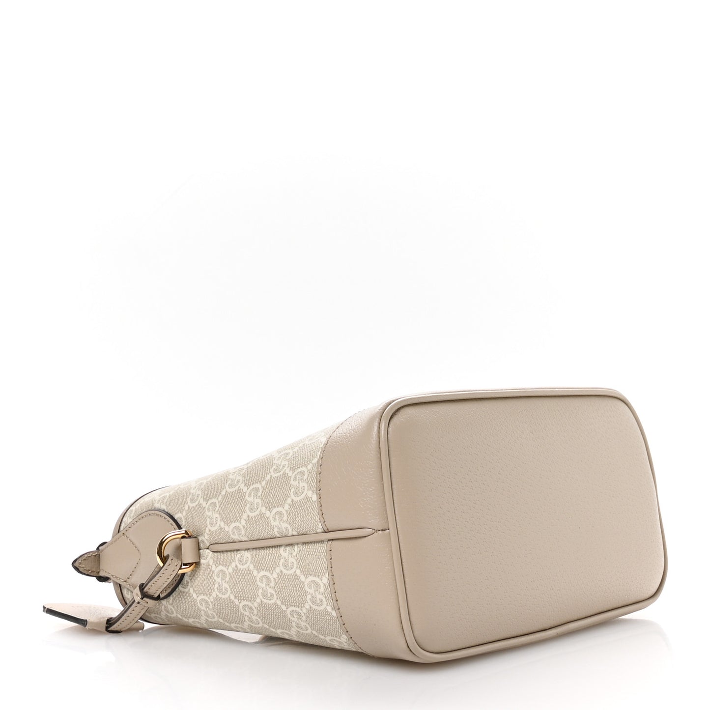 GG Supreme Monogram Textured Dollar Calfskin Web Small Ophidia Bucket Shoulder Bag Beige Mystic White Oatmeal