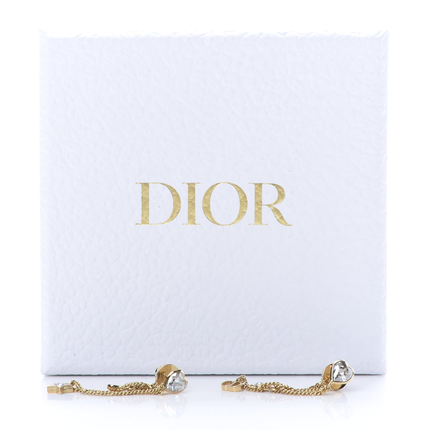 Christian Dior Crystal Heart Dangle Chain Earrings Gold 5 of 5
