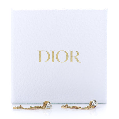 Christian Dior Crystal Heart Dangle Chain Earrings Gold 5 of 5