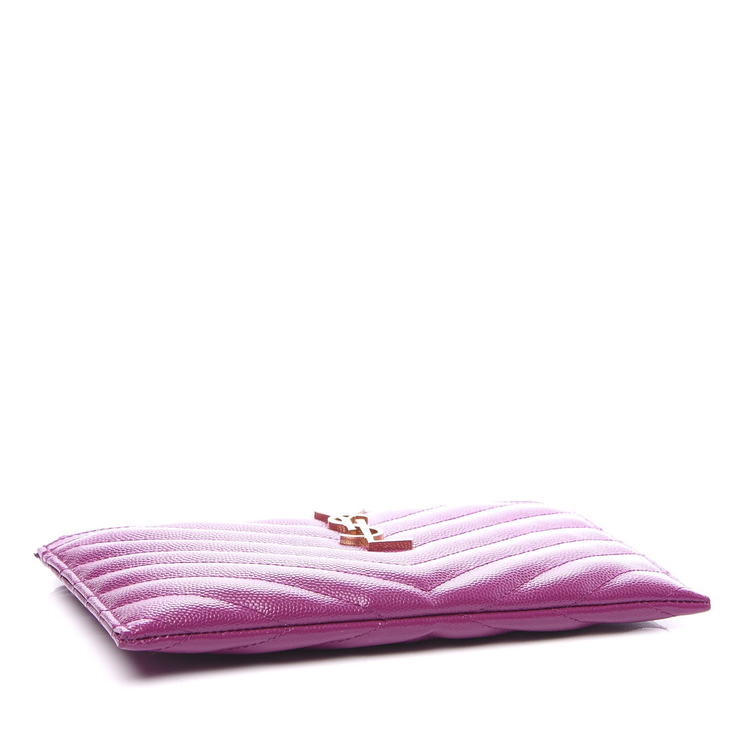 Saint Laurent Grain De Poudre Chevron Monogram Bill Pouch Dark Grape 3 of 10