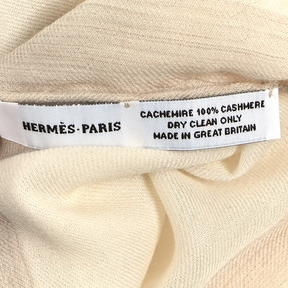 Hermes Cashmere Fringe Stole Ivory 3 of 4