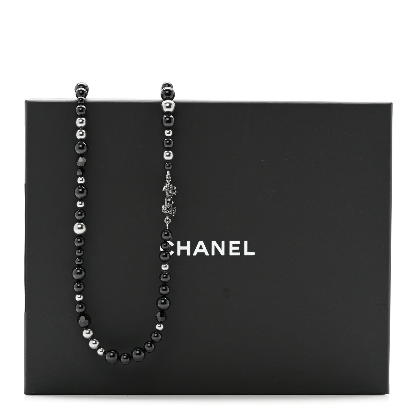Pearl Crystal CC Camellia Necklace Ruthenium Black