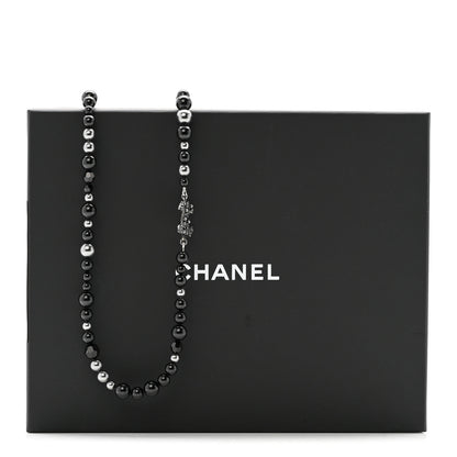 Chanel Pearl Crystal CC Camellia Necklace Ruthenium Black 6 of 6