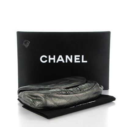 Chanel Metallic Caviar Half Moon Wallet On Chain WOC Dark Silver 4 of 8