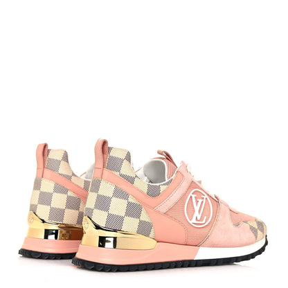 Louis Vuitton Suede Damier Azur Run Away Sneakers 38 Pink 4 of 7