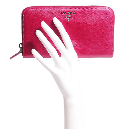Prada Metallic Saffiano Metal Zip Around Wallet Ametista 2 of 10