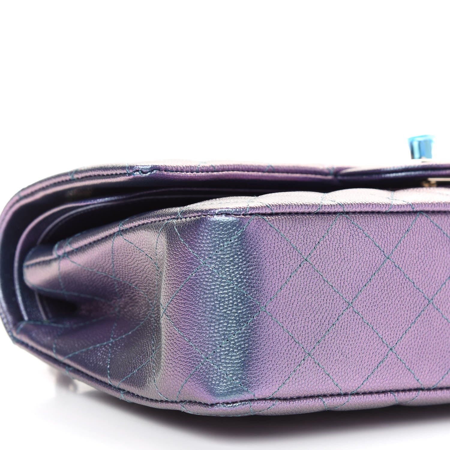 Chanel Iridescent Caviar Quilted Medium Double Flap Dark Blue 8 of 9