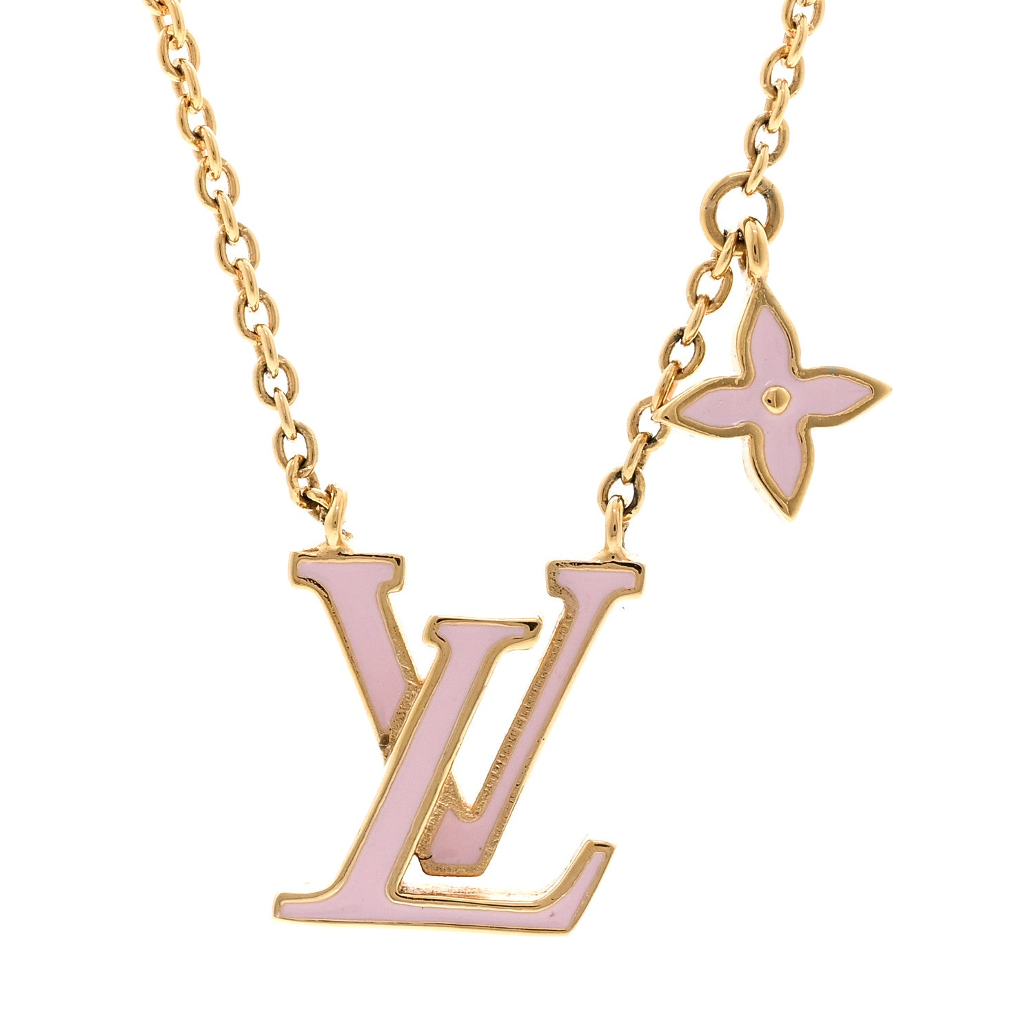 Louis Vuitton Enamel LV Iconic Necklace Gold Pink 4 of 6