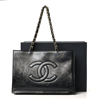 Chanel Shiny Aged Calfskin Shopping Bag Black 11 of 11