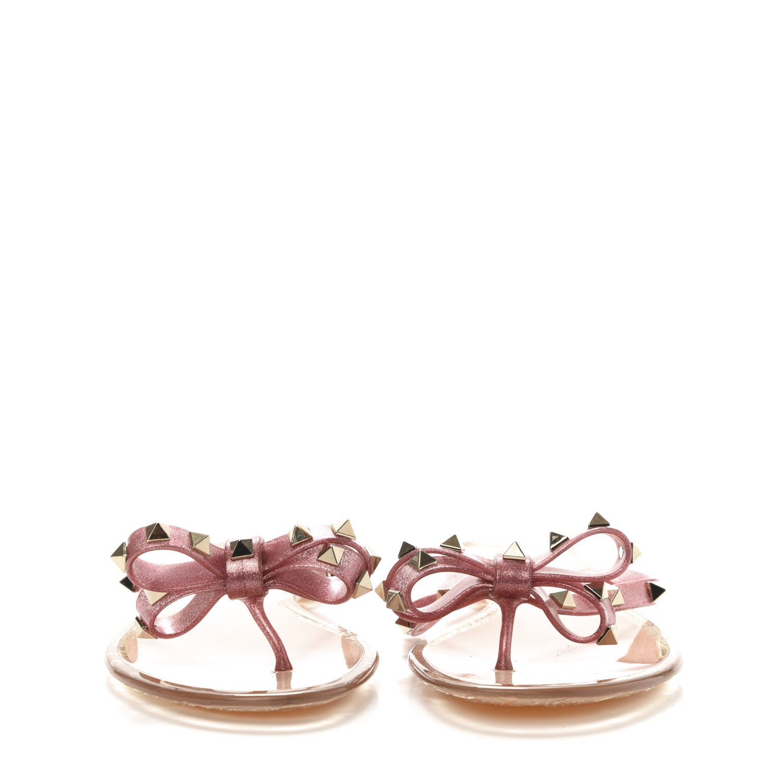 Valentino Garavani PVC Jelly Glitter Rockstud Bow Thong Sandals 40 Pink 2 of 7
