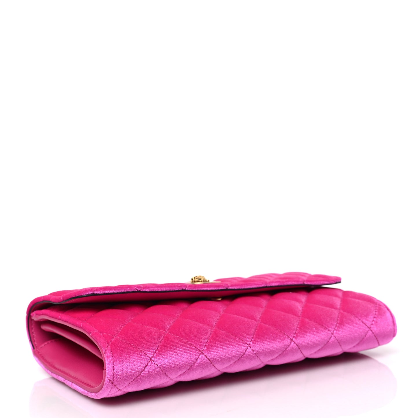 Velvet Quilted Medusa Wallet On Chain Pink