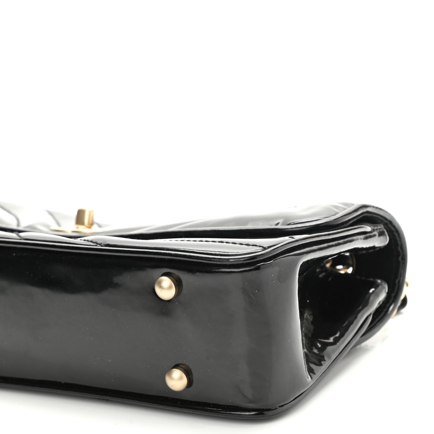 Glazed Calfskin Scallop Quilted Single Flap Black