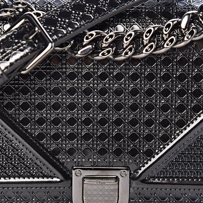 Christian Dior Metallic Patent Micro-Cannage Small Diorama Flap Bag Onyx Black 9 of 13
