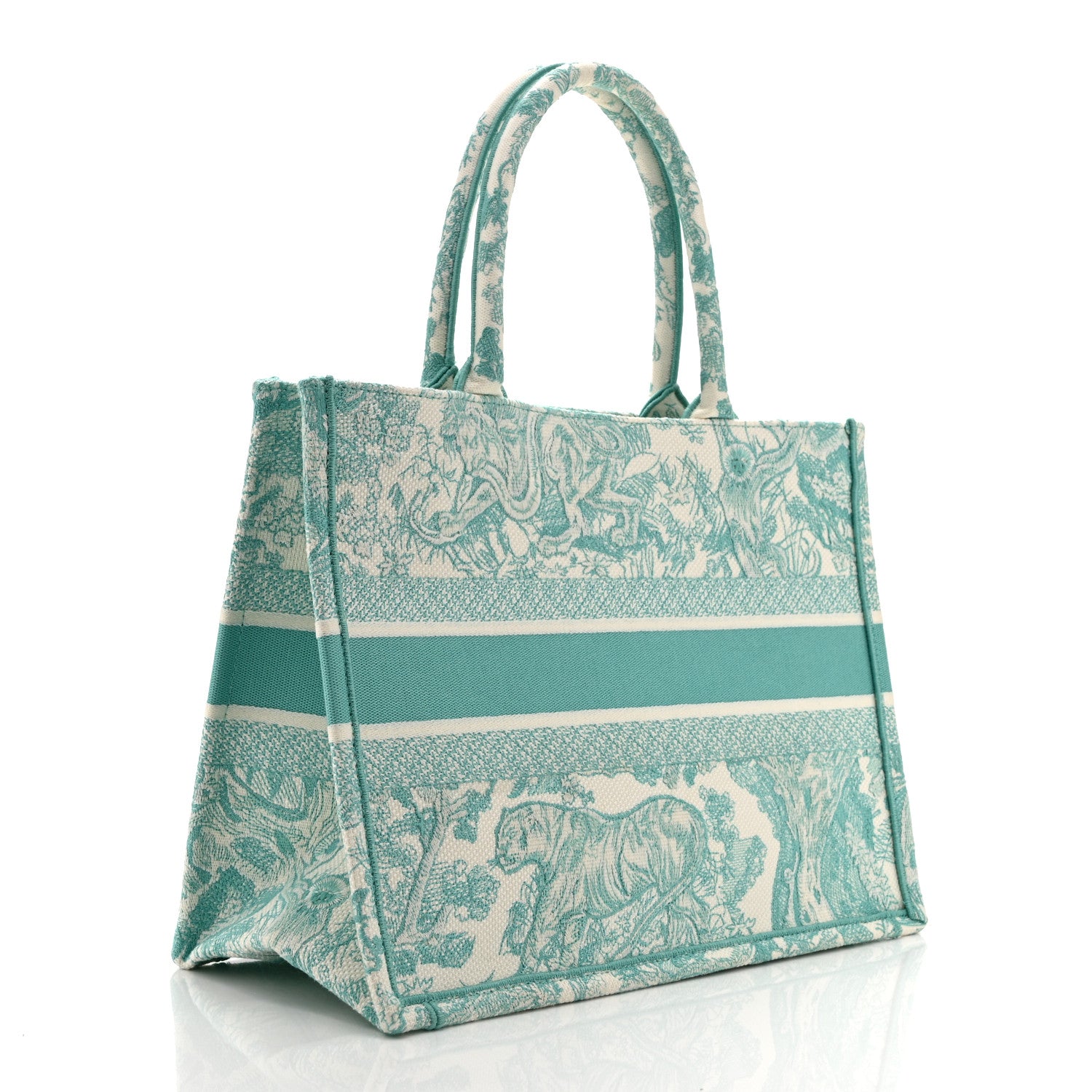 Christian Dior Canvas Embroidered Medium Dioriviera Toile De Jouy Book Tote Aquamarina 3 of 10