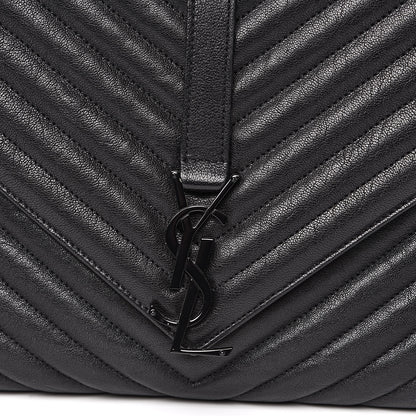 Saint Laurent Sheepskin Matelasse Chevron Monogram Monochrome Large College Satchel Black 9 of 14