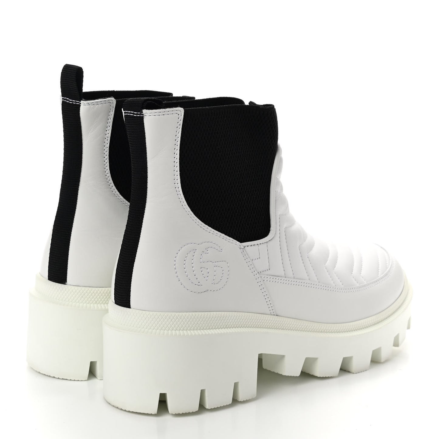 Calfskin Nappa Matelasse Frances Chelsea Boots 39.5 Great White Black