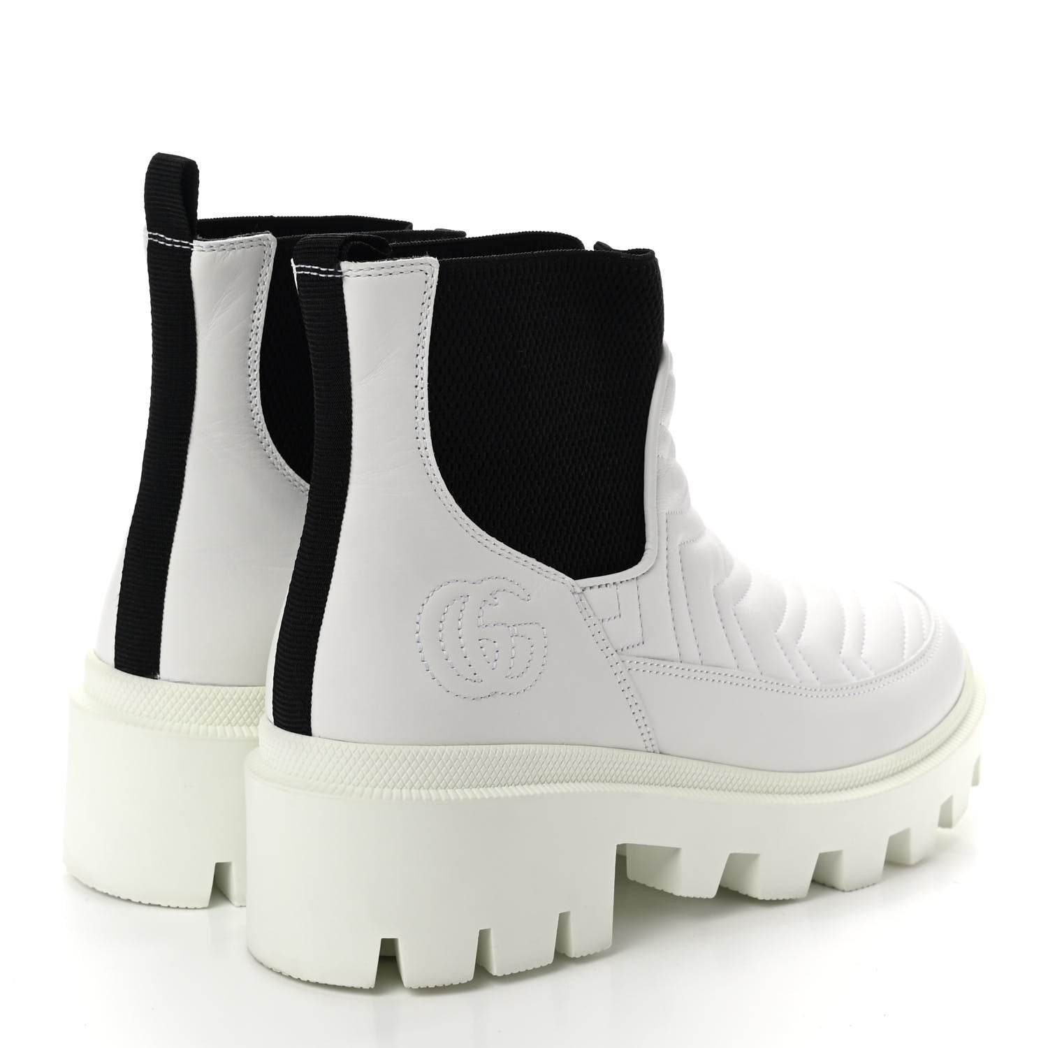 Gucci Calfskin Nappa Matelasse Frances Chelsea Boots 39.5 Great White Black 4 of 7