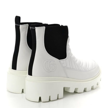 Gucci Calfskin Nappa Matelasse Frances Chelsea Boots 39.5 Great White Black 4 of 7